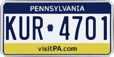 PA license plate KUR4701
