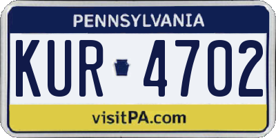 PA license plate KUR4702