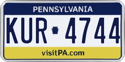 PA license plate KUR4744