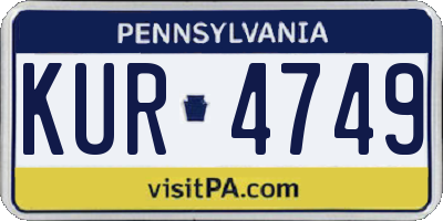 PA license plate KUR4749