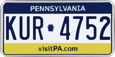 PA license plate KUR4752