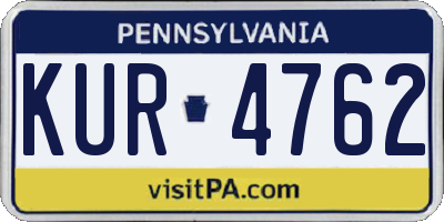 PA license plate KUR4762