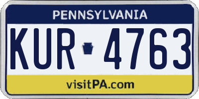 PA license plate KUR4763