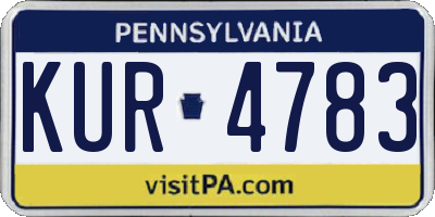 PA license plate KUR4783