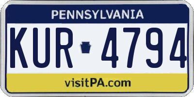 PA license plate KUR4794