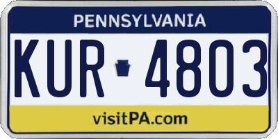 PA license plate KUR4803