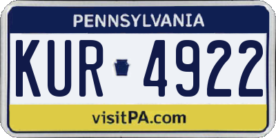 PA license plate KUR4922