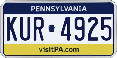 PA license plate KUR4925
