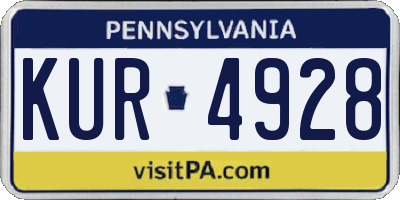 PA license plate KUR4928