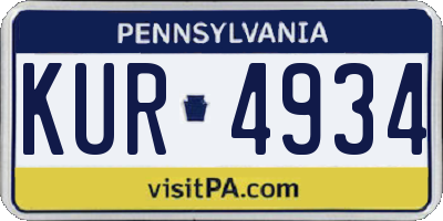 PA license plate KUR4934
