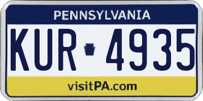 PA license plate KUR4935
