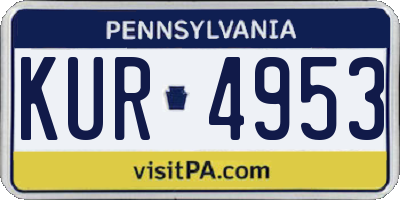PA license plate KUR4953