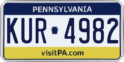 PA license plate KUR4982