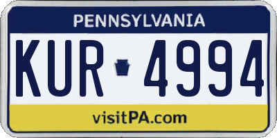 PA license plate KUR4994