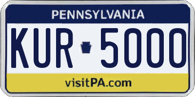 PA license plate KUR5000