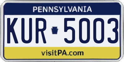 PA license plate KUR5003
