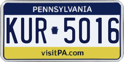 PA license plate KUR5016