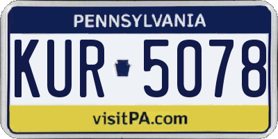 PA license plate KUR5078