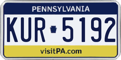 PA license plate KUR5192