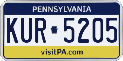 PA license plate KUR5205