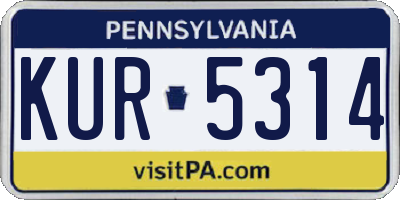 PA license plate KUR5314