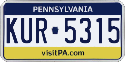 PA license plate KUR5315