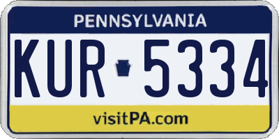 PA license plate KUR5334