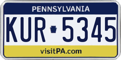 PA license plate KUR5345