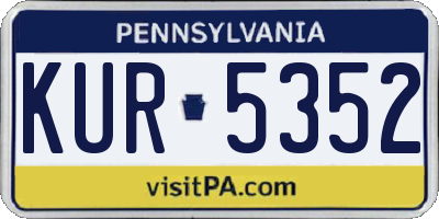 PA license plate KUR5352