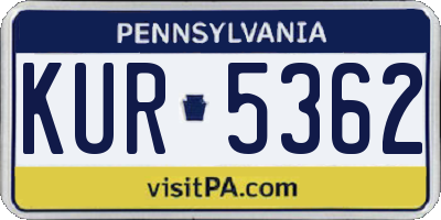PA license plate KUR5362