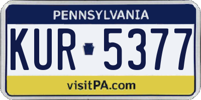 PA license plate KUR5377