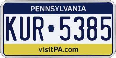 PA license plate KUR5385