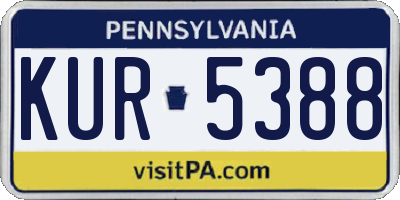 PA license plate KUR5388