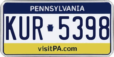 PA license plate KUR5398