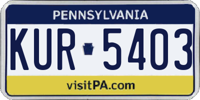 PA license plate KUR5403