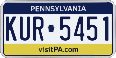 PA license plate KUR5451