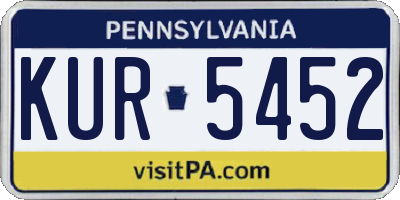 PA license plate KUR5452