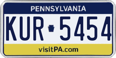PA license plate KUR5454