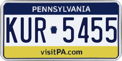 PA license plate KUR5455
