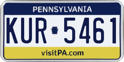 PA license plate KUR5461