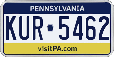 PA license plate KUR5462