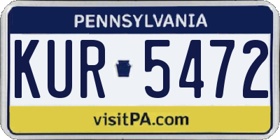 PA license plate KUR5472