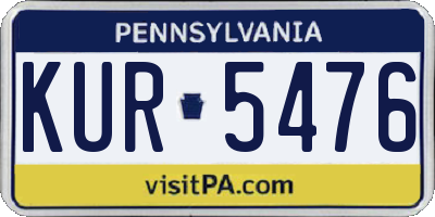 PA license plate KUR5476