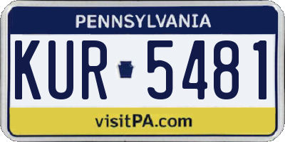 PA license plate KUR5481