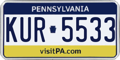 PA license plate KUR5533