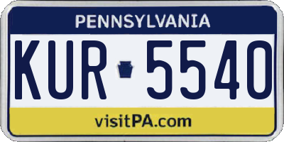 PA license plate KUR5540