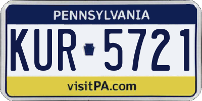 PA license plate KUR5721