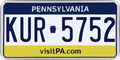 PA license plate KUR5752