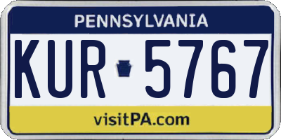 PA license plate KUR5767