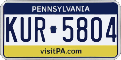 PA license plate KUR5804